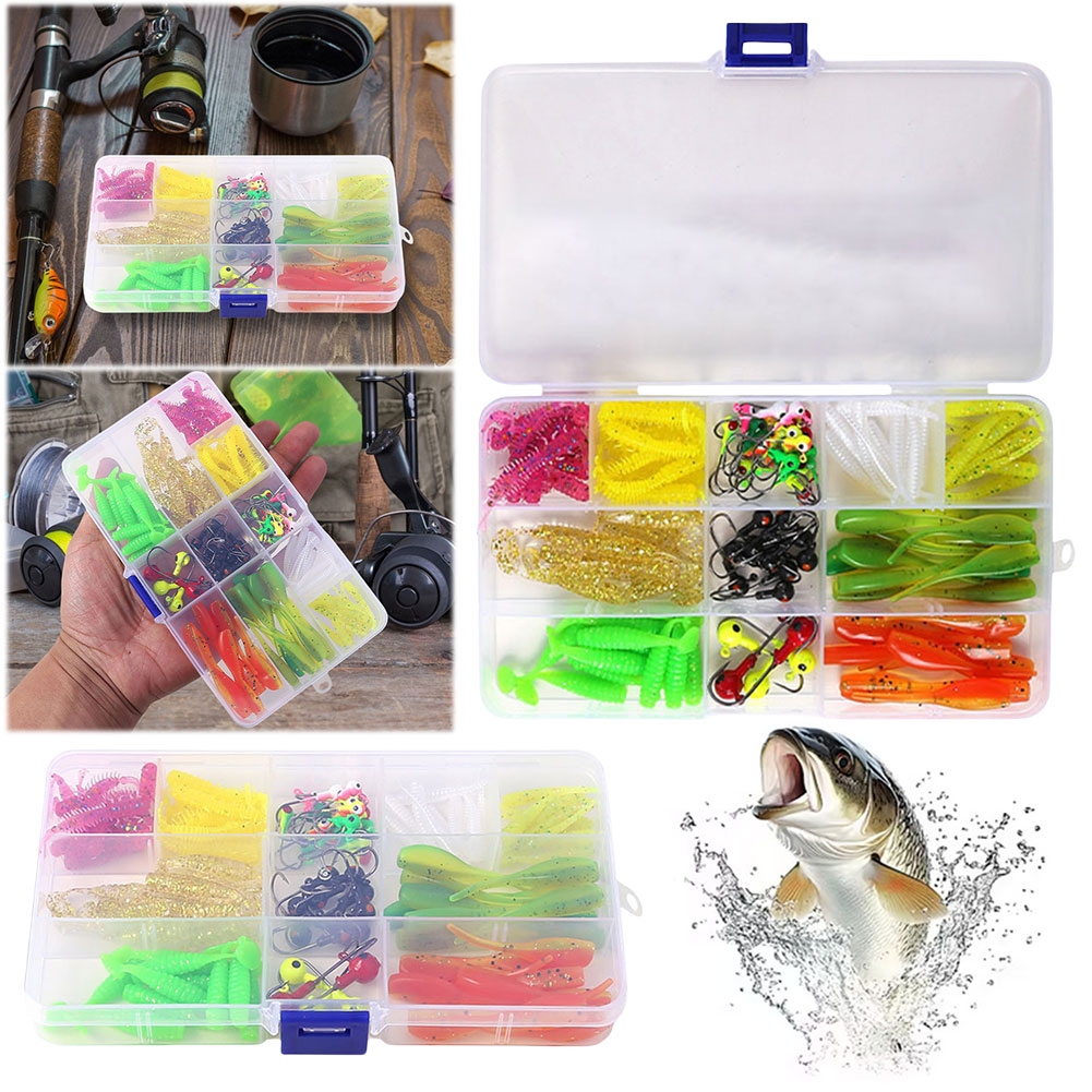 115pcs Set Umpan Lunak T Tail  - Fishing Lure Box ulasan dan harga