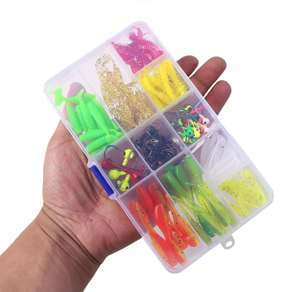 115pcs Set Umpan Lunak T Tail  - Fishing Lure Box ulasan dan harga