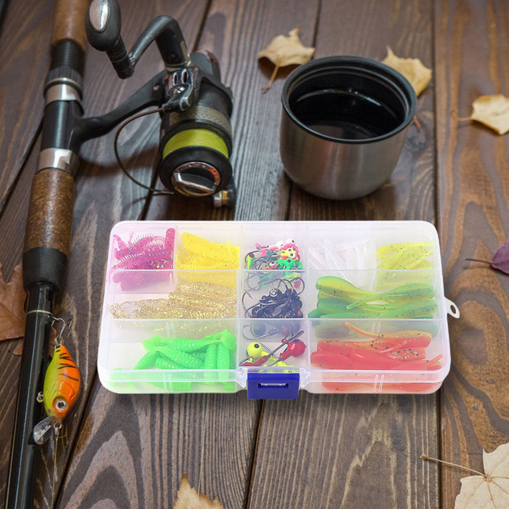 115pcs Set Umpan Lunak T Tail  - Fishing Lure Box ulasan dan harga